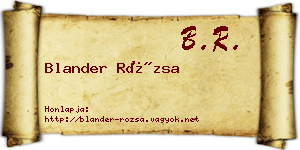 Blander Rózsa névjegykártya